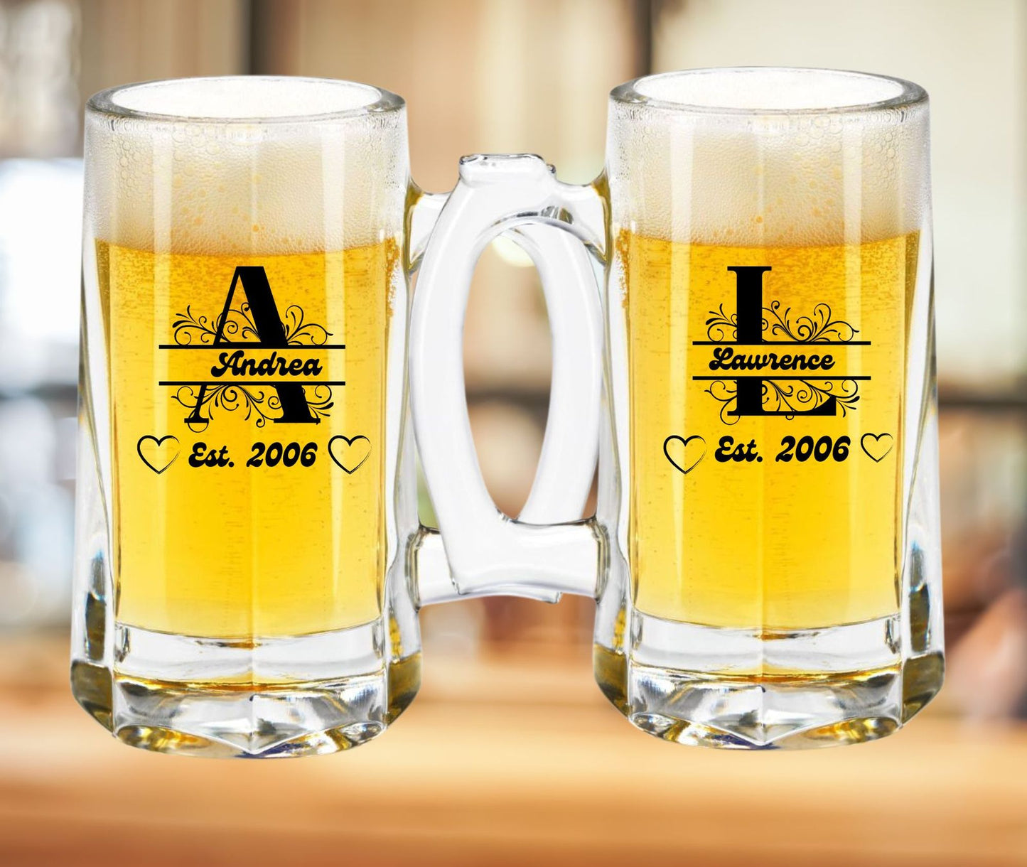 Monogram Beer Stein Set for Couples