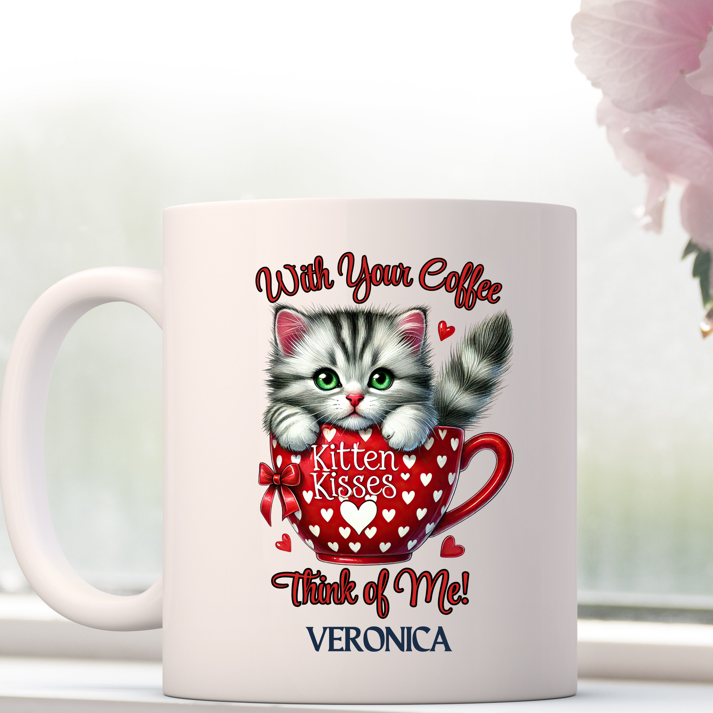 Taza romántica personalizada "Besos de gatito"