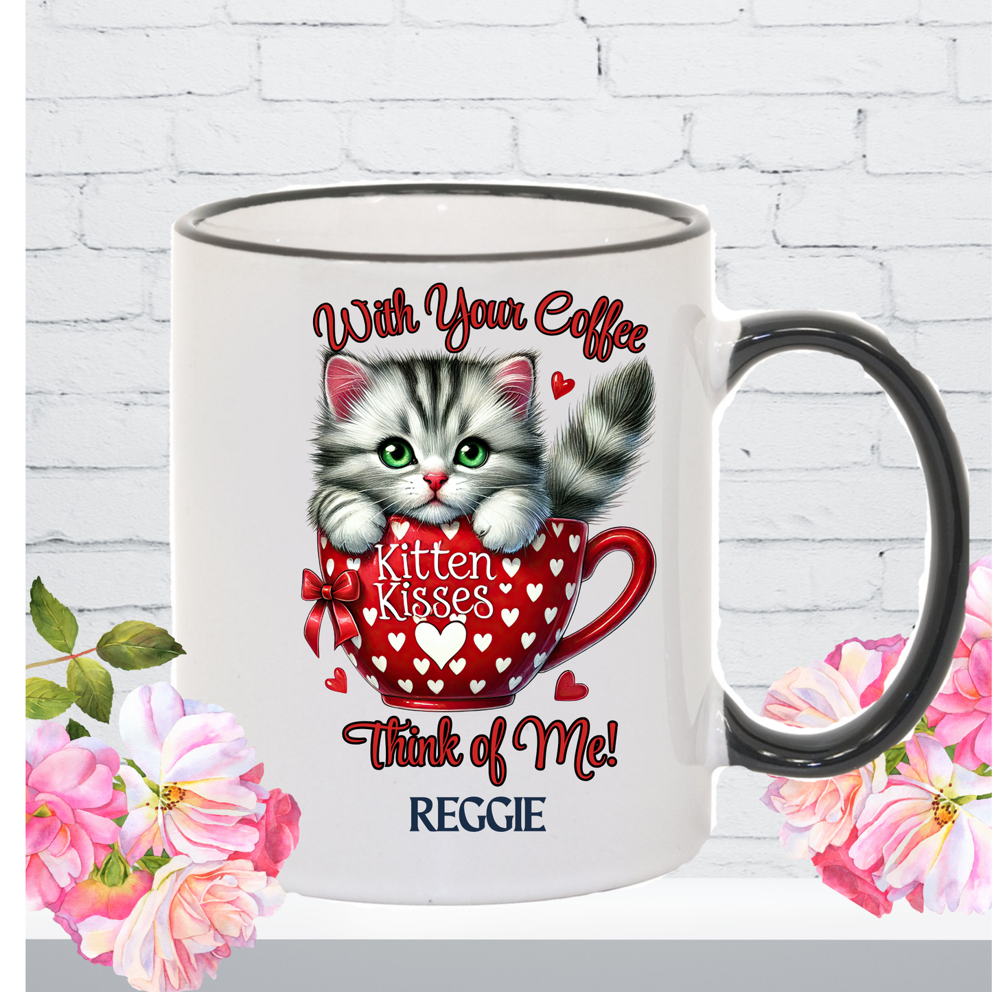 Taza romántica personalizada "Besos de gatito"
