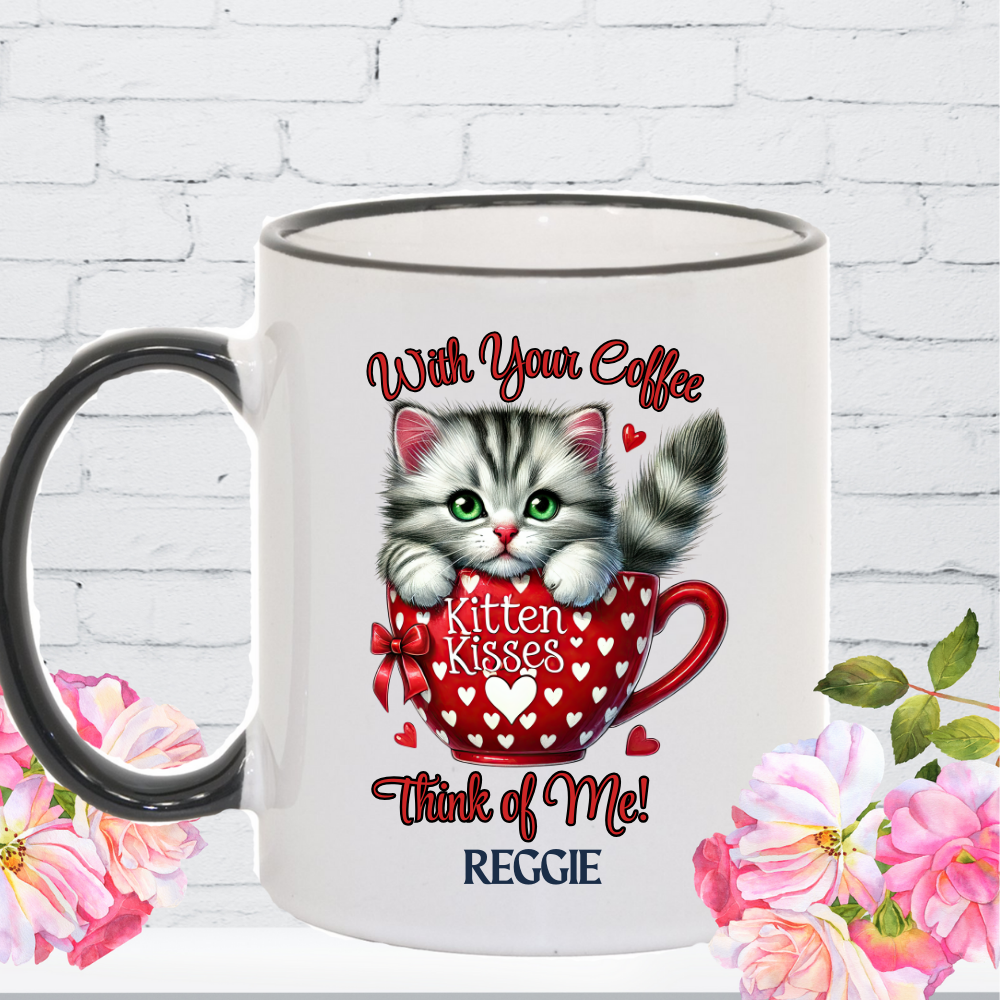 Taza romántica personalizada "Besos de gatito"