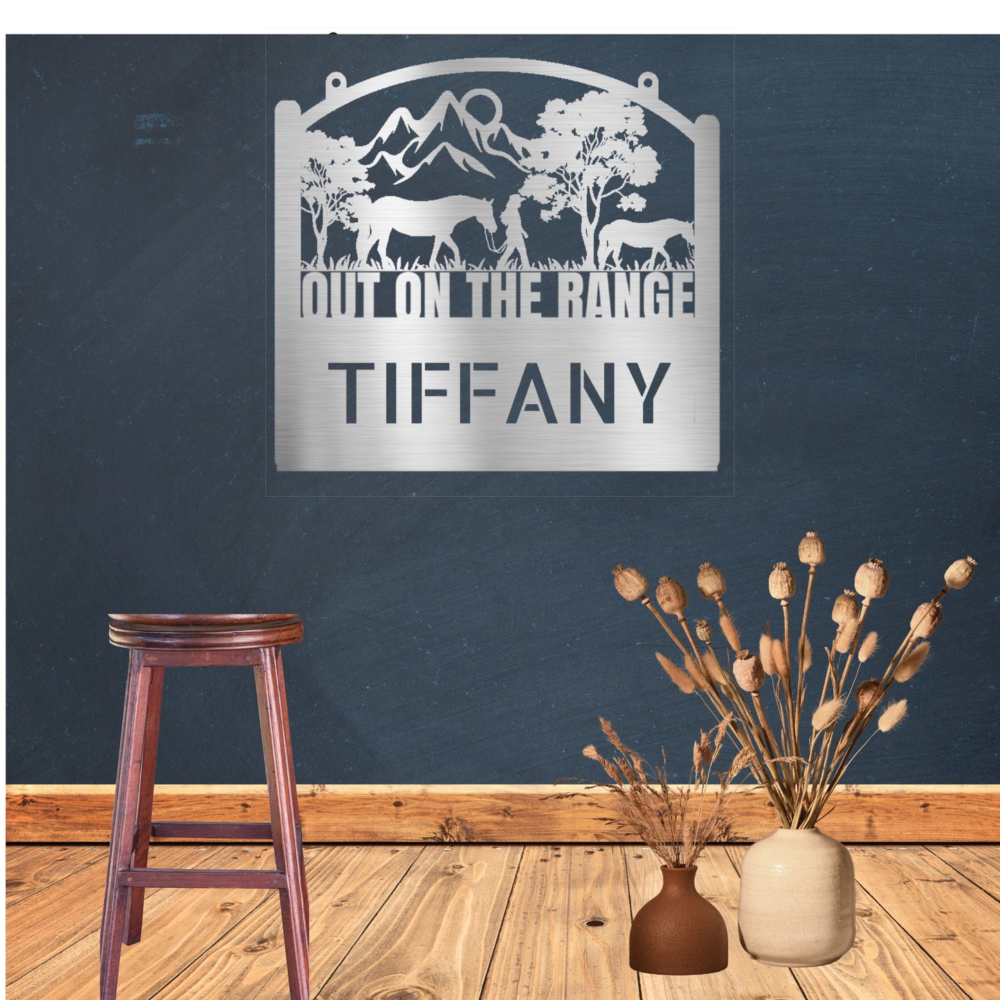 Personalized Out On The Range 2 Laser- Cut Custom Steel Wall Decor