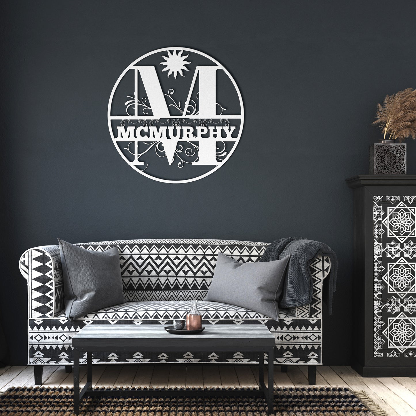 Personalized Decorative Monogram Die-Cut Metal Sign, Wall Decor