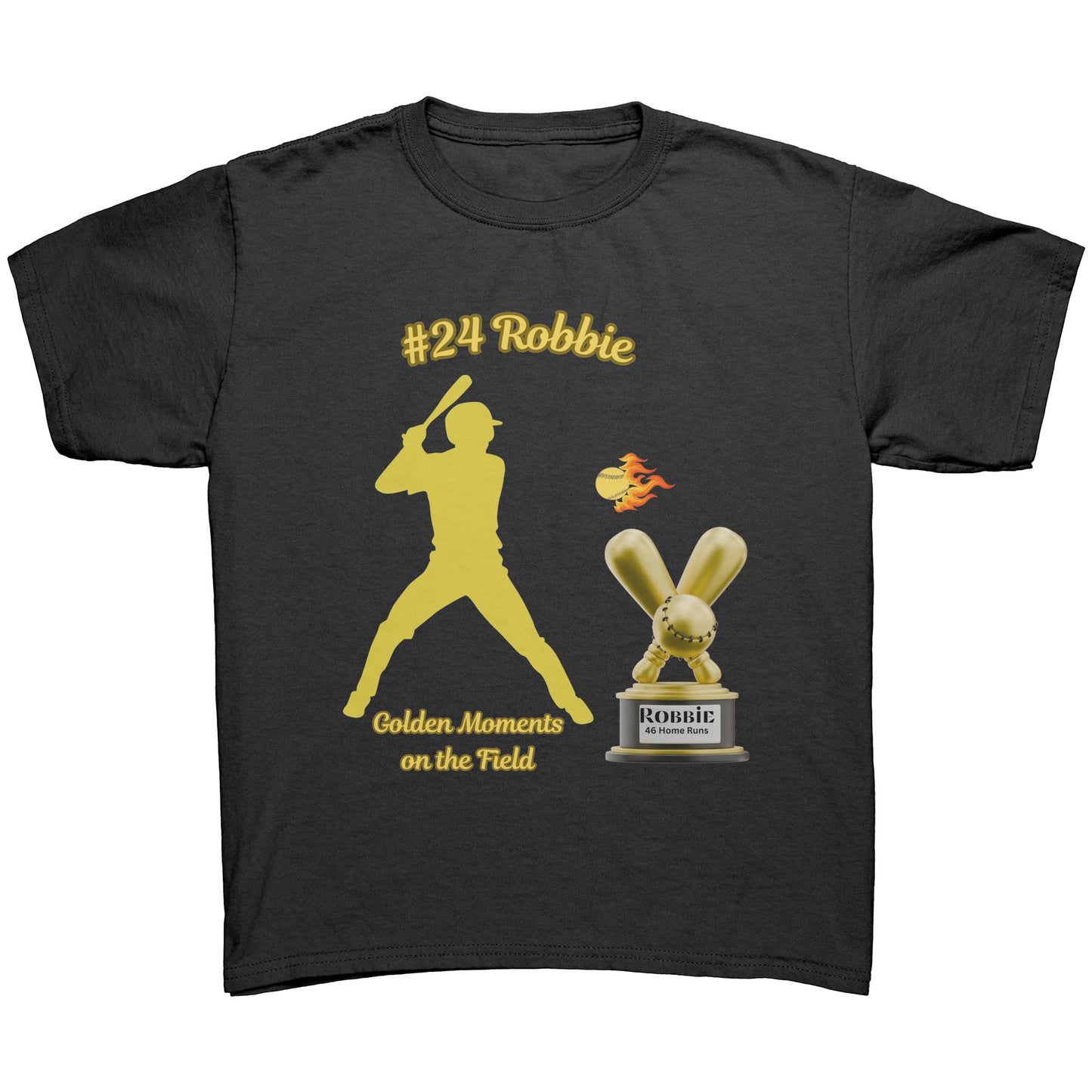 Camiseta juvenil de béisbol personalizada "Momentos dorados en el campo"