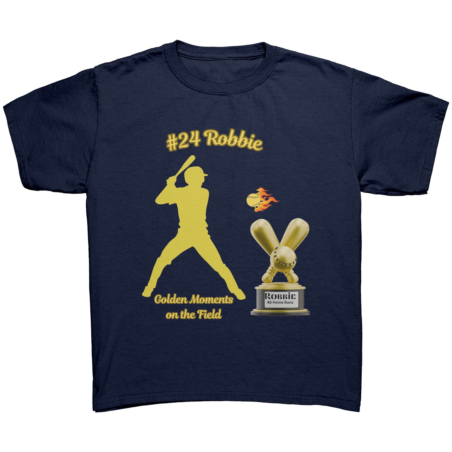 Camiseta juvenil de béisbol personalizada "Momentos dorados en el campo"