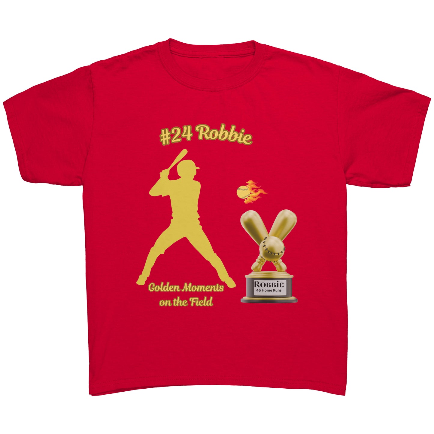 Camiseta juvenil de béisbol personalizada "Momentos dorados en el campo"