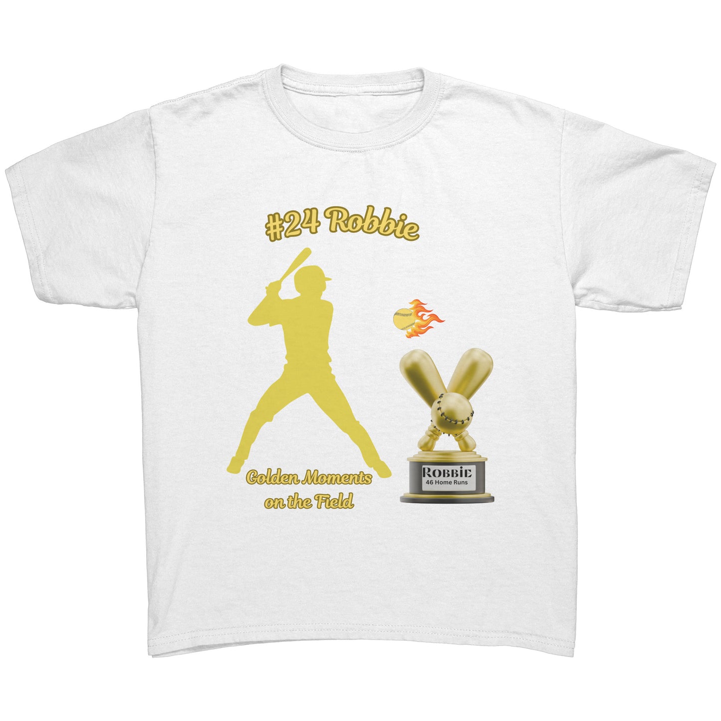 Camiseta juvenil de béisbol personalizada "Momentos dorados en el campo"