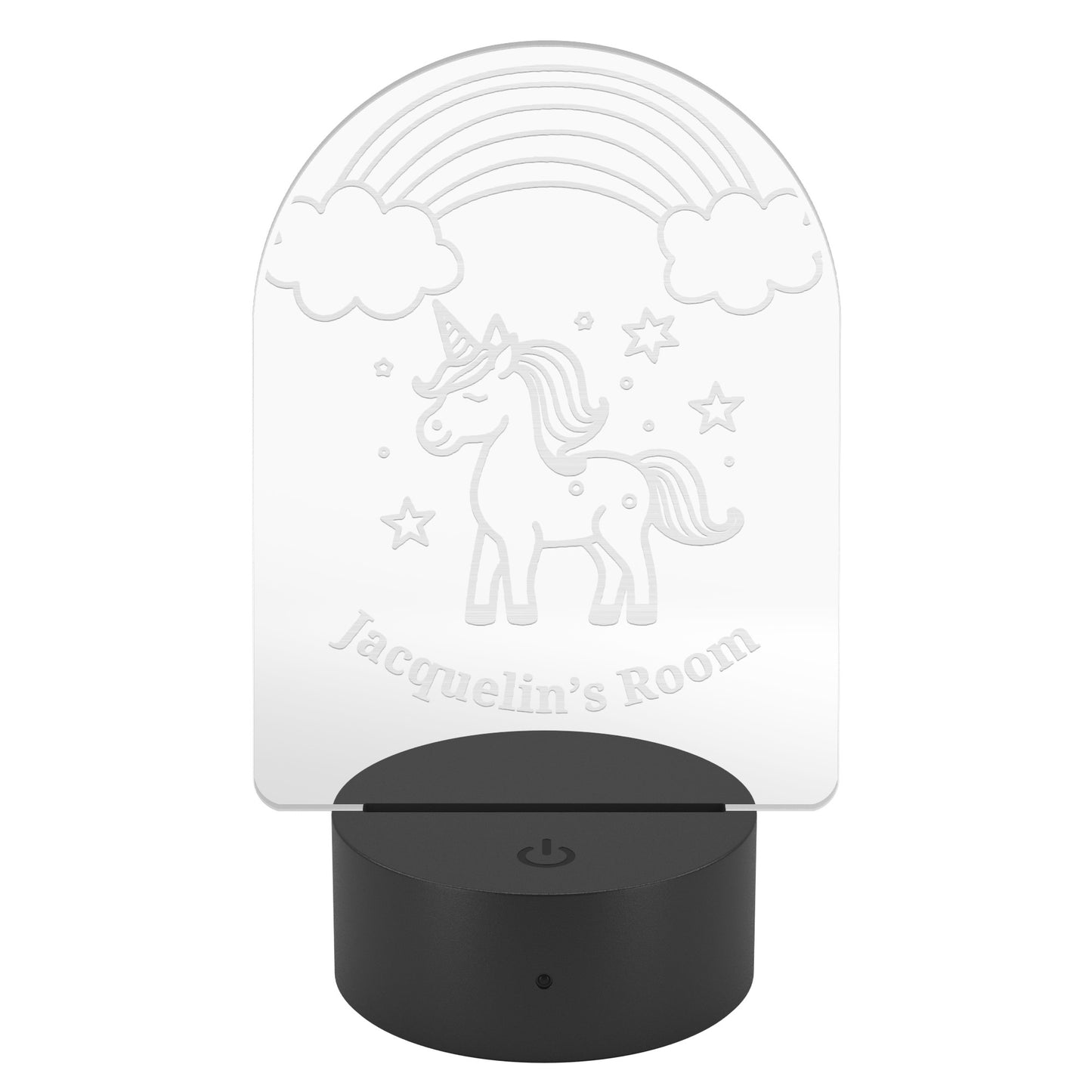 Luz nocturna acrílica de unicornio grabada con láser personalizada