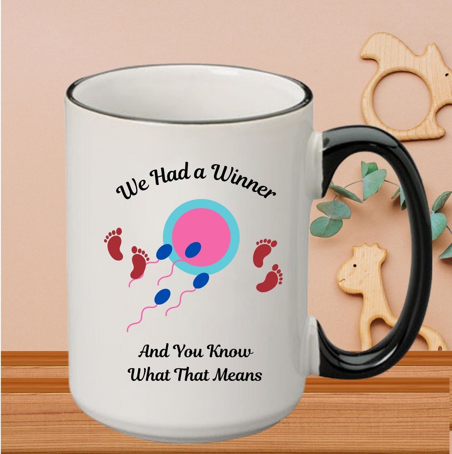 Taza con un divertido anuncio de embarazo