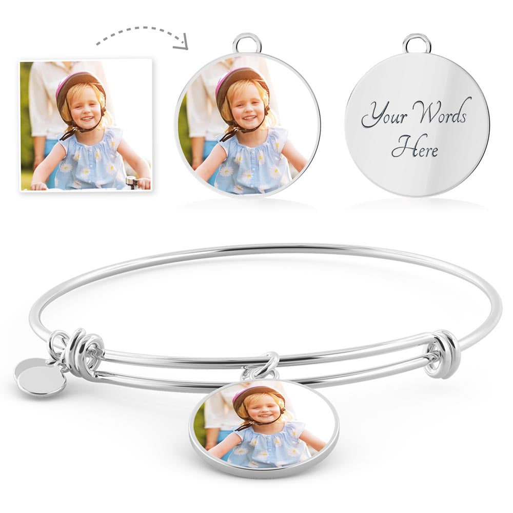 Personalized Photo and Engraved "To My Wife" Circle Bangle