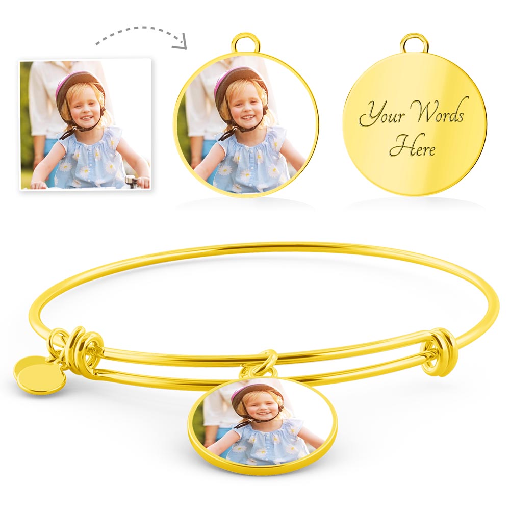 Personalized Photo and Engraved "To My Wife" Circle Bangle