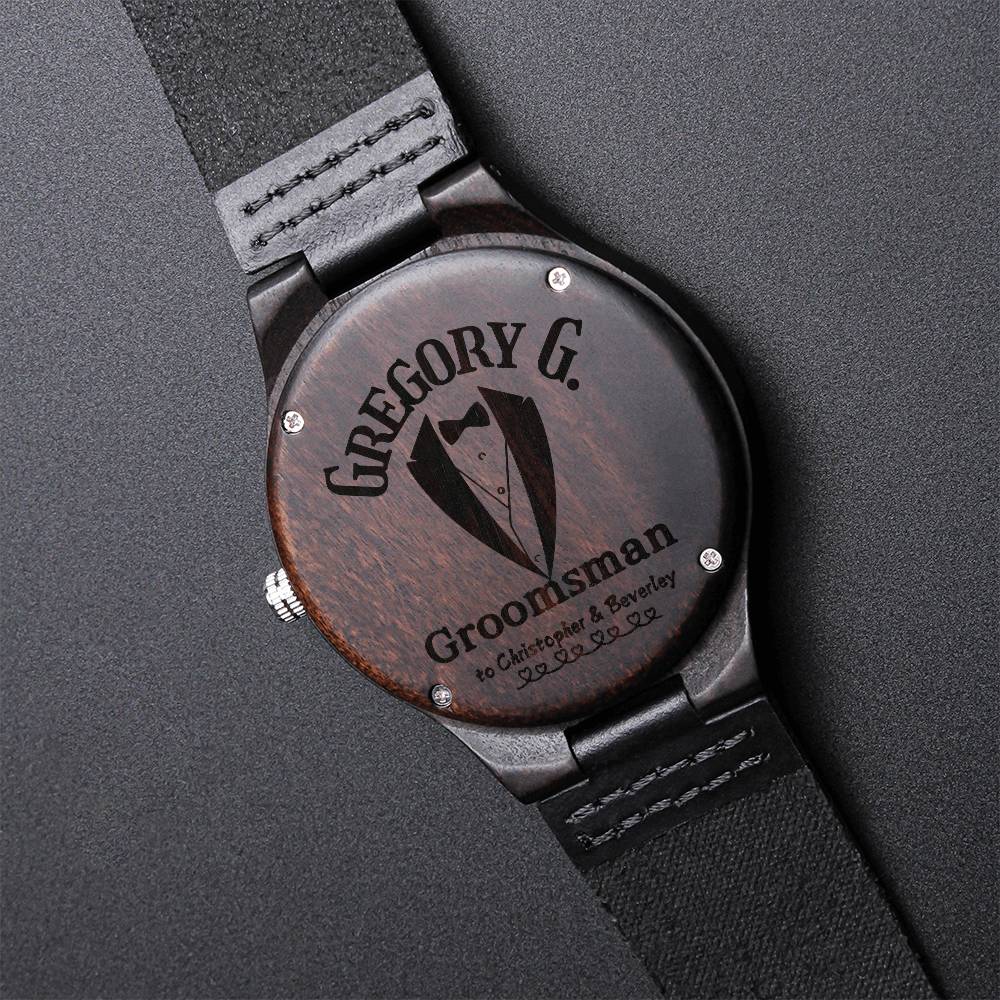 Reloj de madera grabado personalizado para padrinos de boda