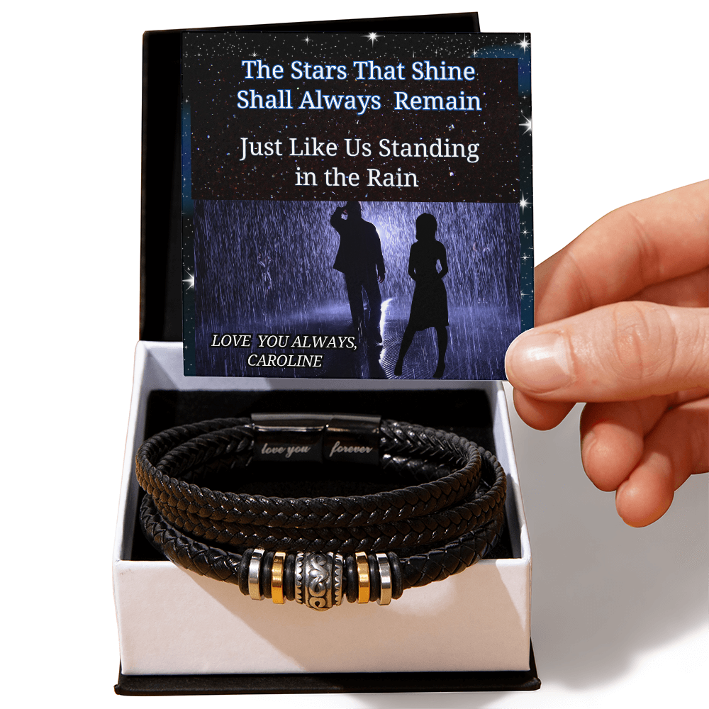 Personalized "Standing in the Rain" Men's "Love You Forever" Bracelet