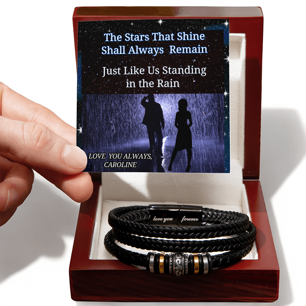 Personalized "Standing in the Rain" Men's "Love You Forever" Bracelet