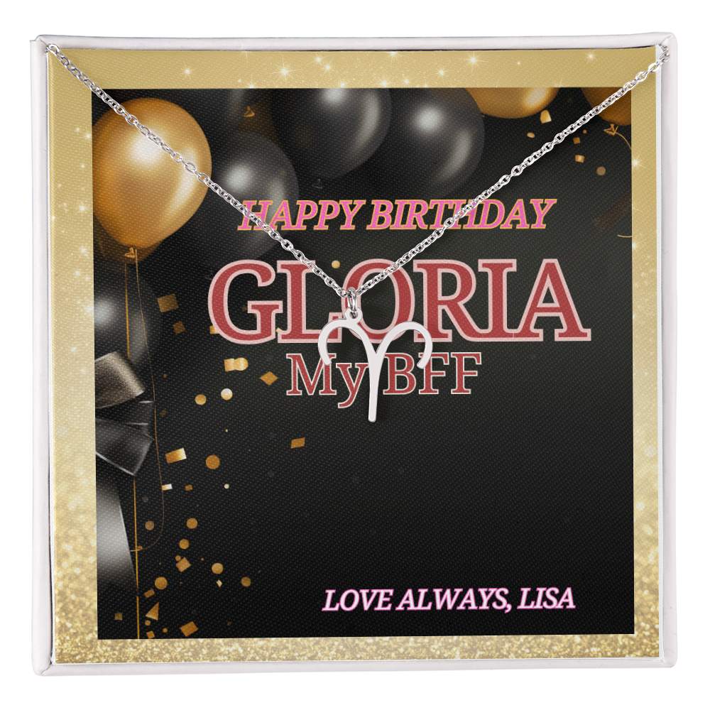 Personalized Birthday Jewelry Box Card and Zodiac Symbol Necklace