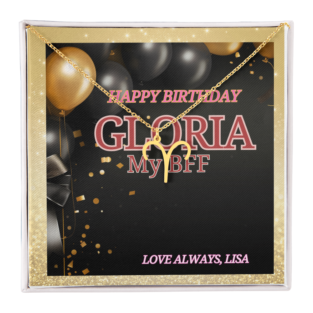 Personalized Birthday Jewelry Box Card and Zodiac Symbol Necklace