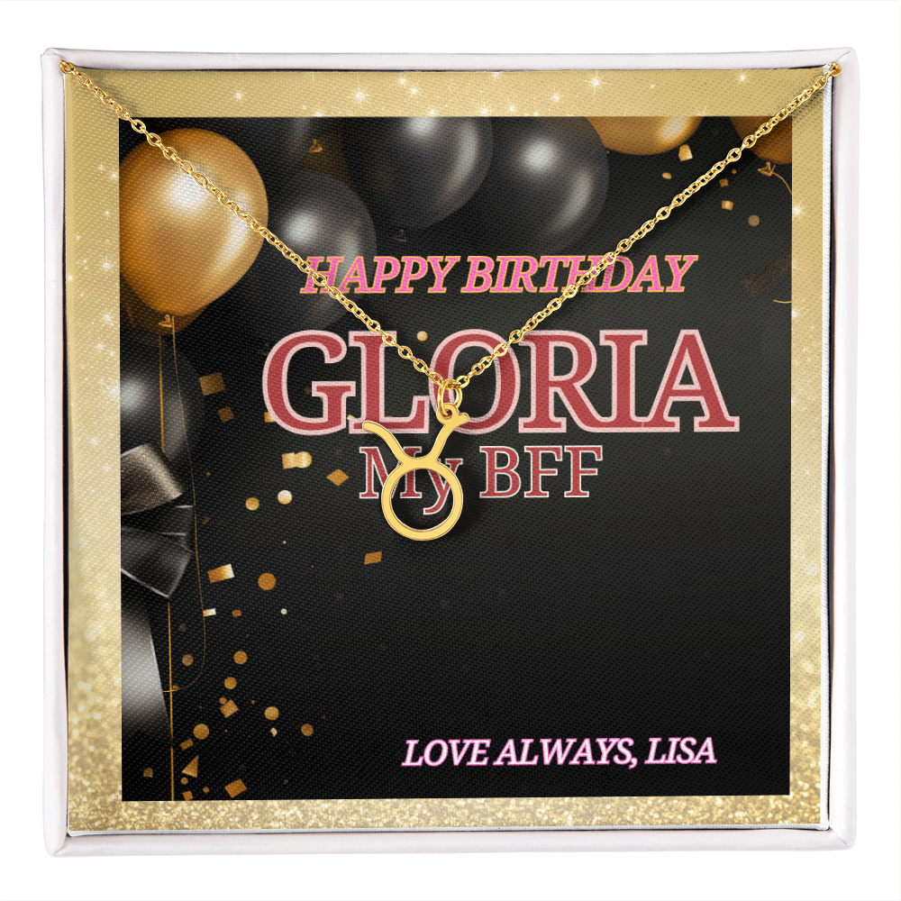 Personalized Birthday Jewelry Box Card and Zodiac Symbol Necklace