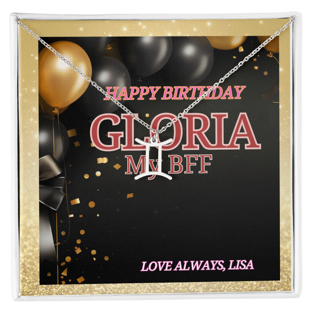 Personalized Birthday Jewelry Box Card and Zodiac Symbol Necklace