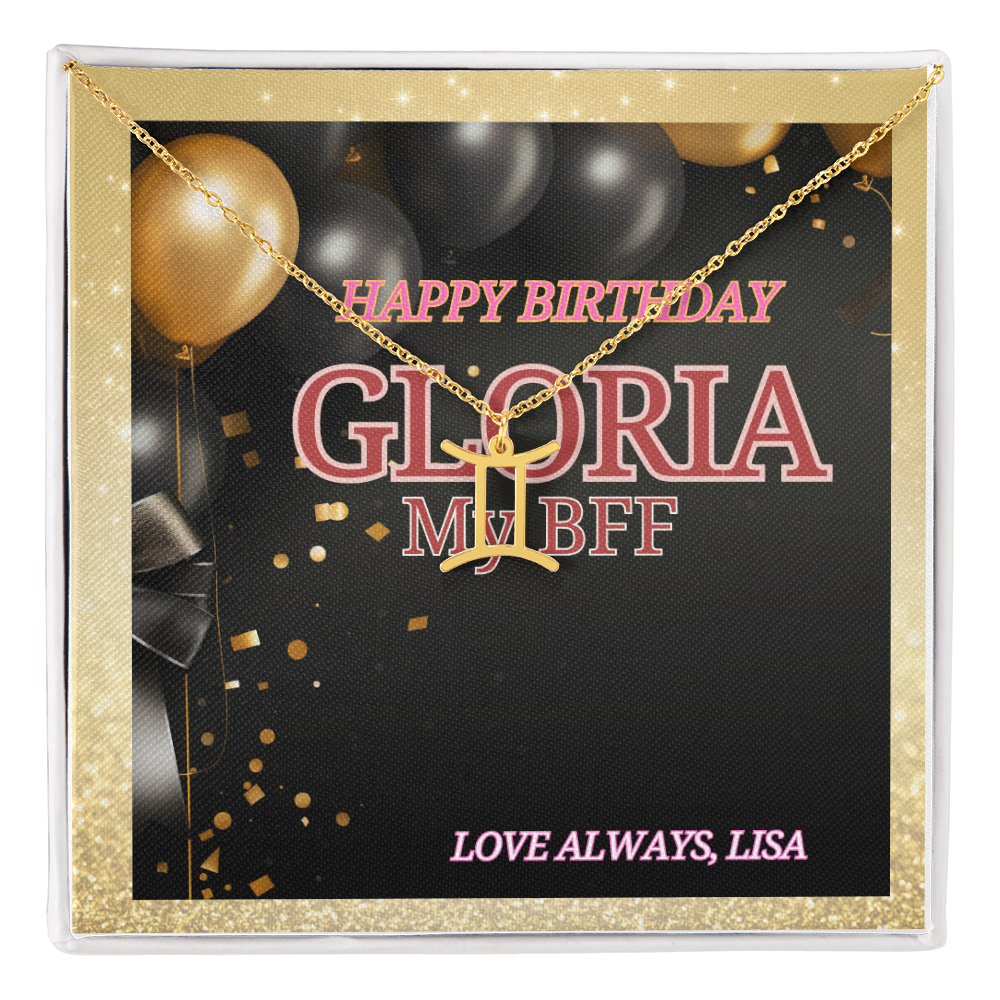 Personalized Birthday Jewelry Box Card and Zodiac Symbol Necklace