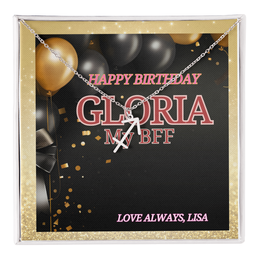 Personalized Birthday Jewelry Box Card and Zodiac Symbol Necklace