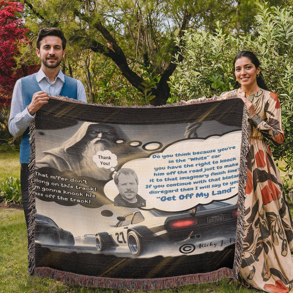 Manta tejida con reliquia "Fuera de mi tierra" de RJF: mensaje antirracista desde arriba