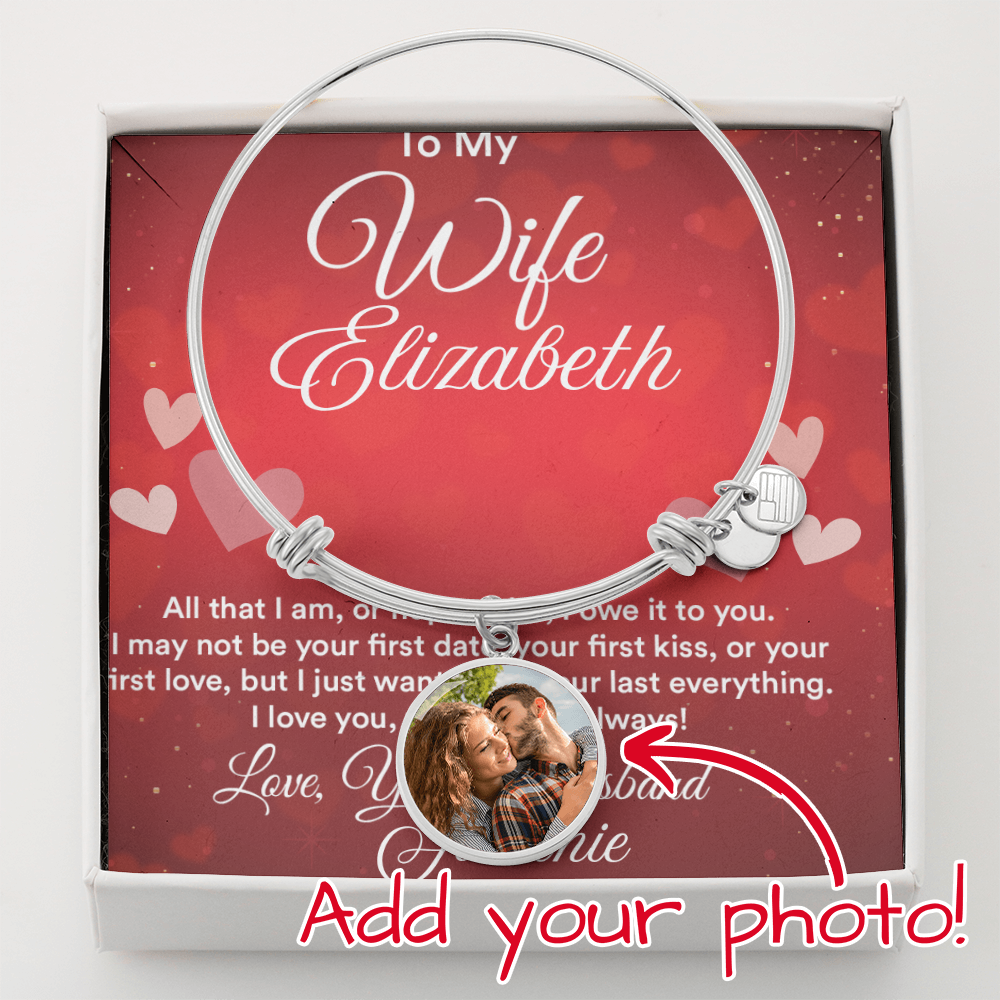 Personalized Photo and Engraved "To My Wife" Circle Bangle