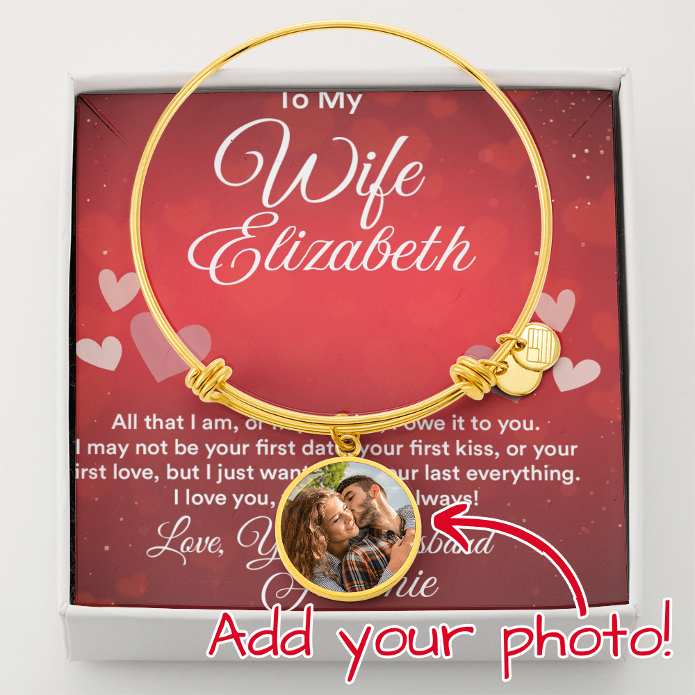 Personalized Photo and Engraved "To My Wife" Circle Bangle