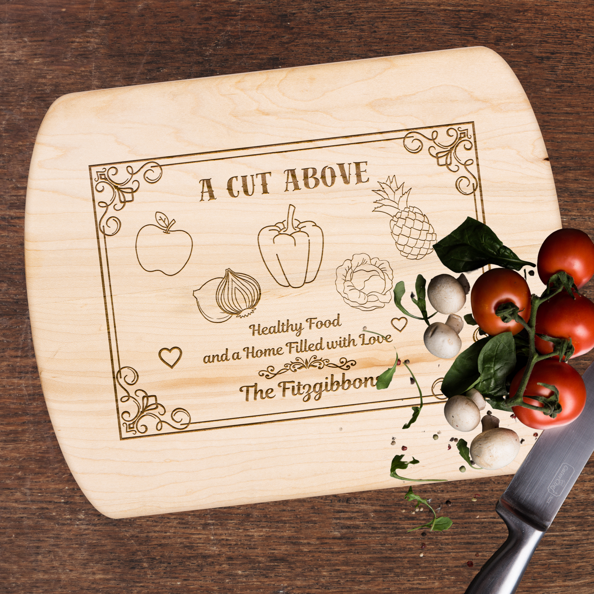 Personalized "A Cut Above" Hardwood Cutting Board