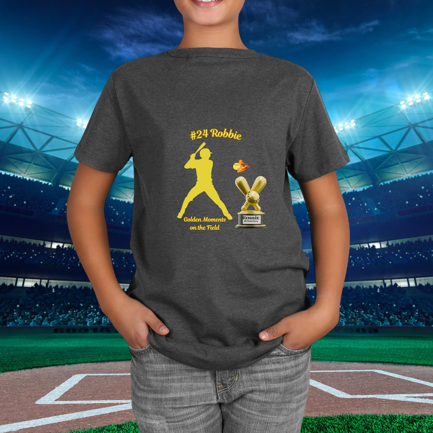 Personalized "Golden Moments on the Field" Baseball Youth Tee