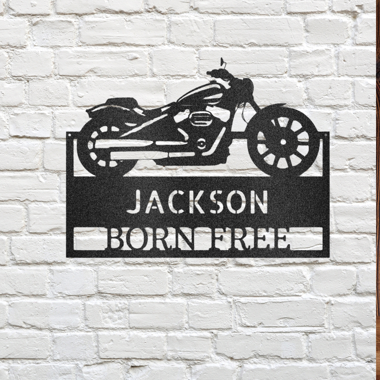 Personalized "Born Free" Customized Laser-Cut Steel Motorcycle Sign