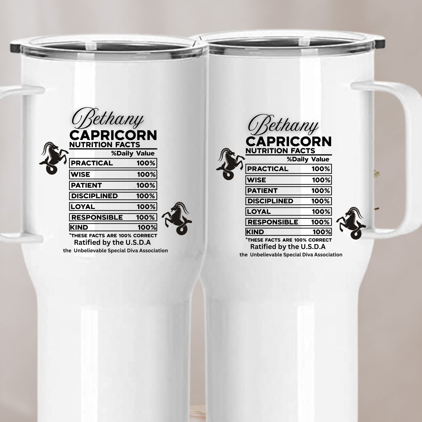 Personalized Capricorn 25 oz.  Stainless Steel Coffee Travel Tumbler 