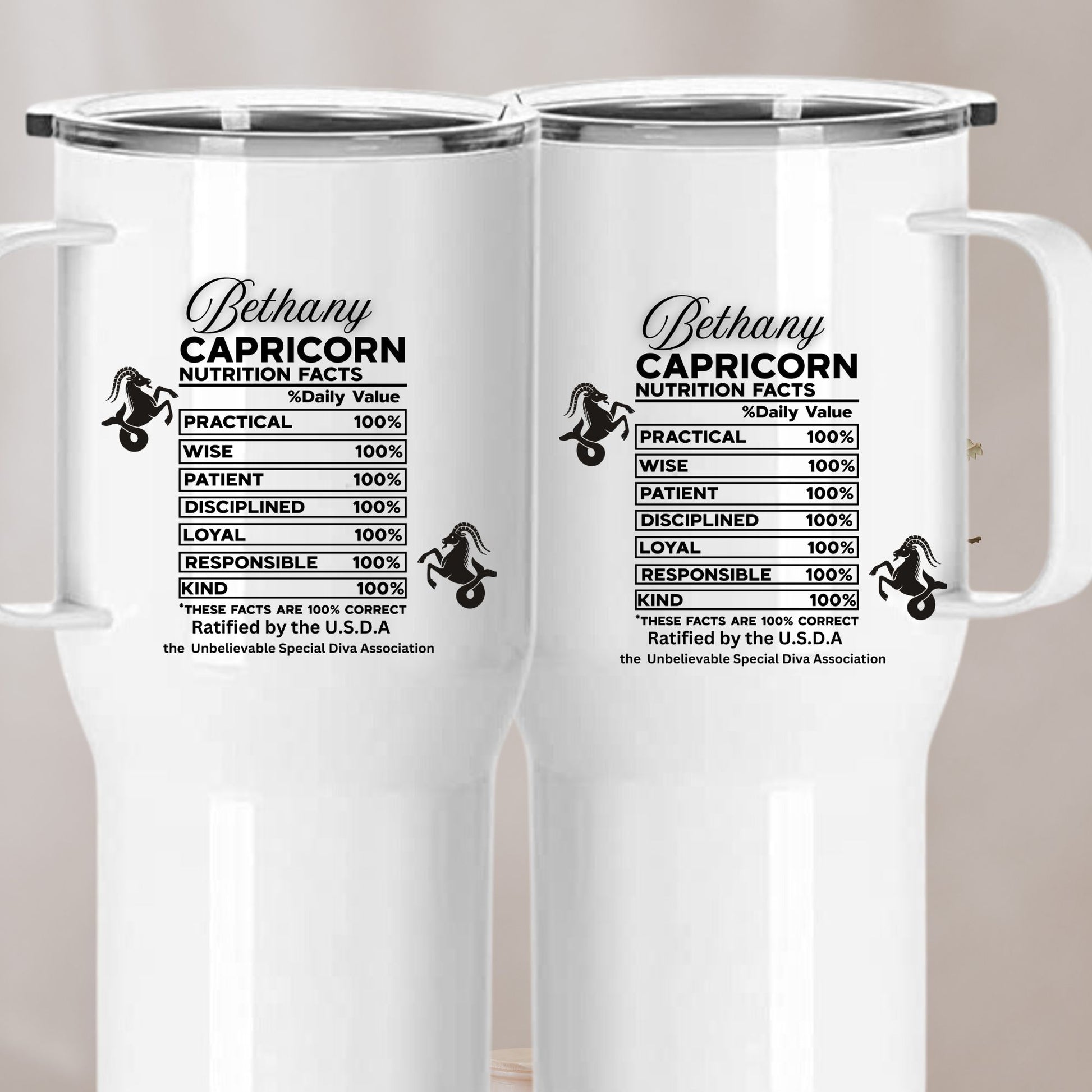 Personalized Capricorn 25 oz.  Stainless Steel Coffee Travel Tumbler 