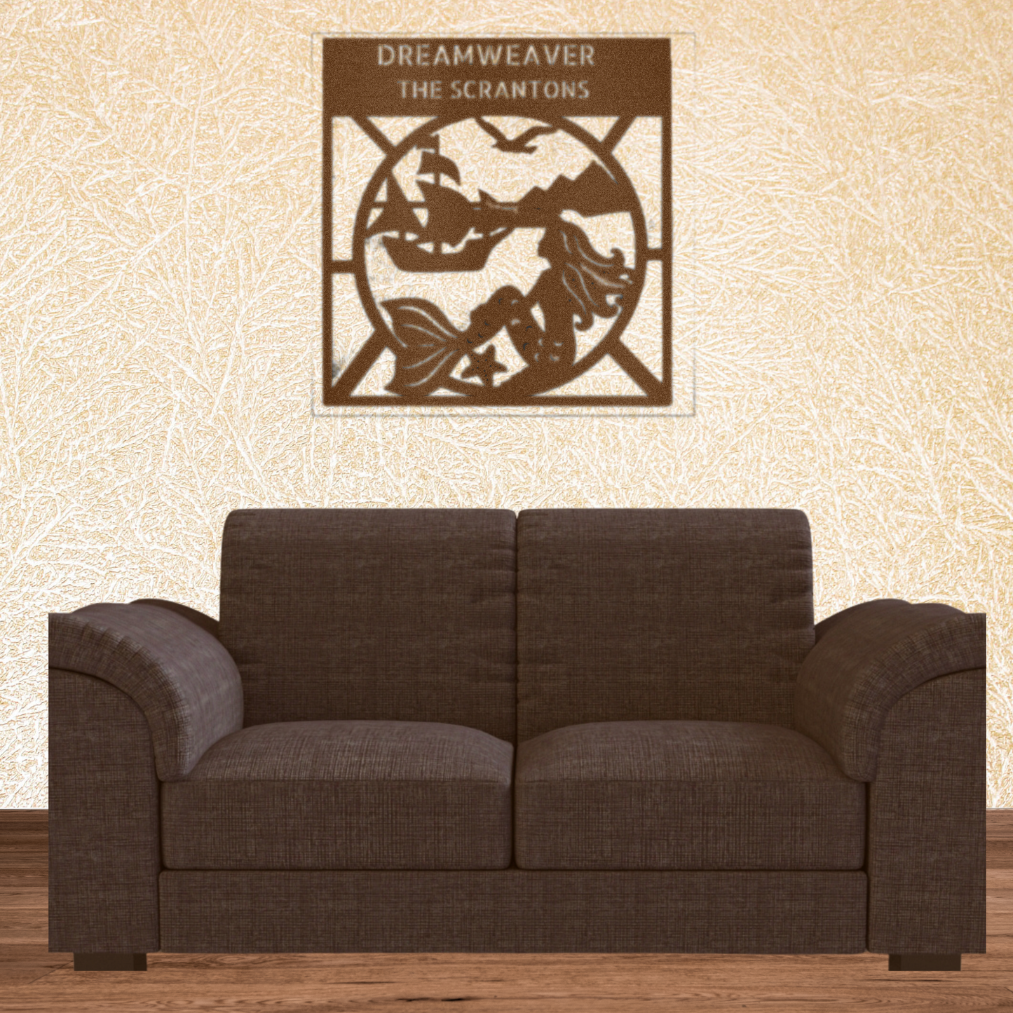 Decoración de pared personalizada de acero cortado con láser "Sirena" (Tejedora de sueños)