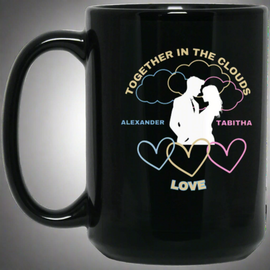 Personalized "Together In The Clouds" 15oz Black Mug