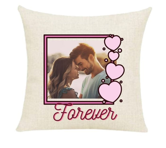 Personalized Photo in Frame of Hearts Throw Pillow