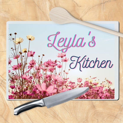 Personalized “Kitchen” Floral Decorative Cutting Board