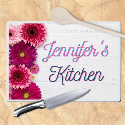 Personalized “Kitchen” Floral Decorative Cutting Board