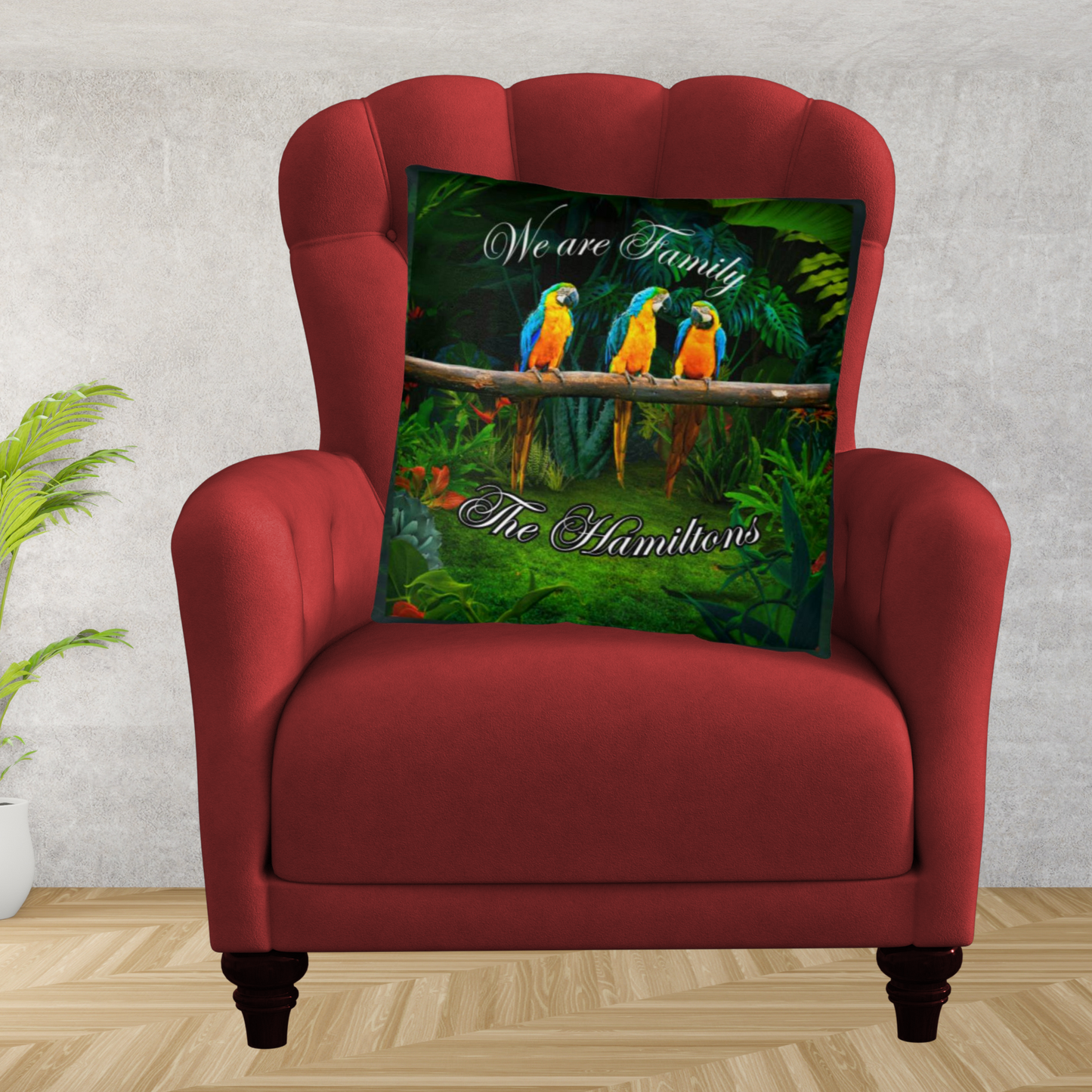 Personalized Tropical Setting "We are Family" Decorative Pillow