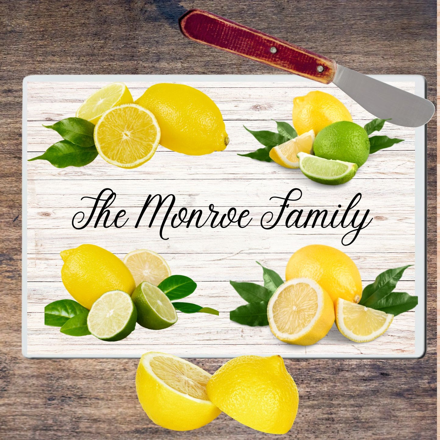 Personalized “LEMON & LIME  glass CUTTING BOARD