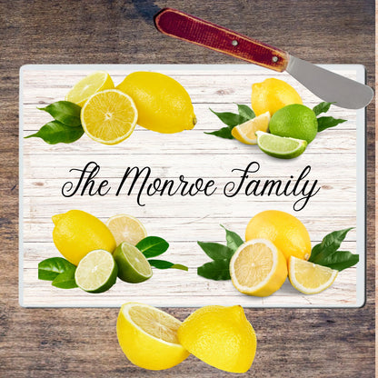 Personalized “LEMON & LIME  glass CUTTING BOARD