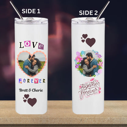 Personalized Photo Love Forever Wedding, Engagement, Valentines Tumbler Gift