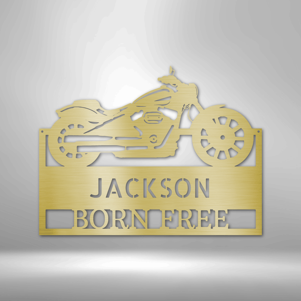 Personalized "Born Free" Customized Laser-Cut Steel Motorcycle Sign