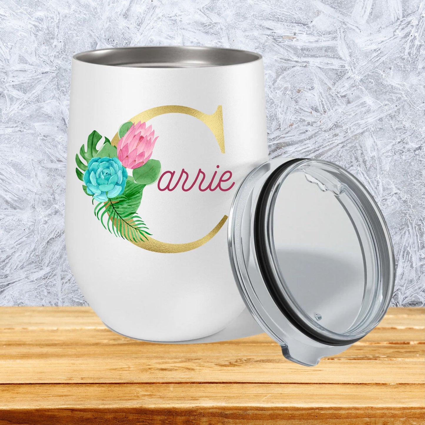 Personalized "MONOGRAM" Stemless Wine Tumbler Gift