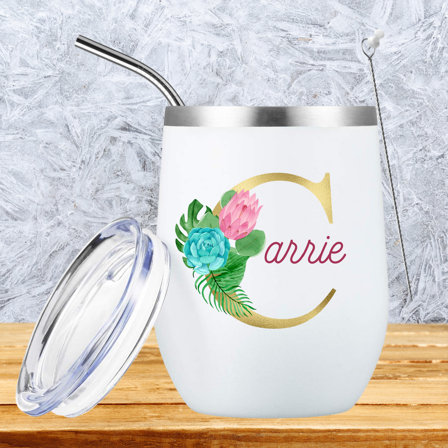 Personalized "MONOGRAM" Stemless Wine Tumbler Gift