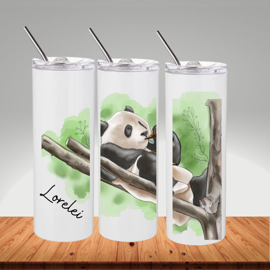 Personalized PANDA 20 oz Skinny Tumbler