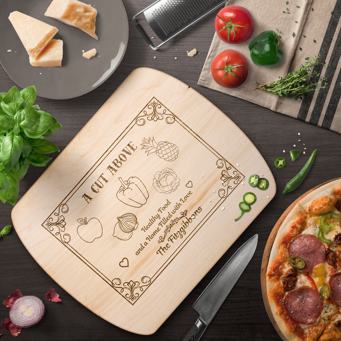 Personalized "A Cut Above" Hardwood Cutting Board