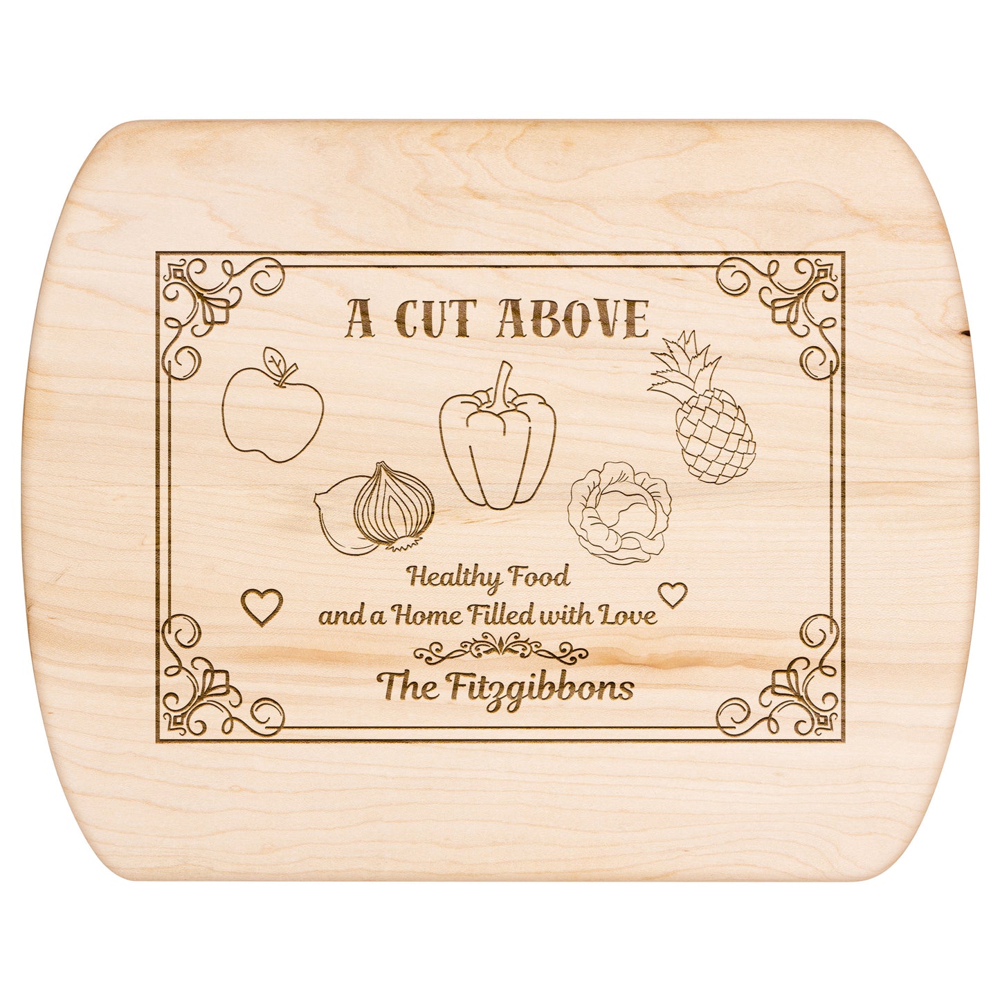 Tabla de cortar de madera noble personalizada "A Cut Above"