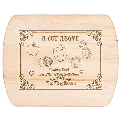 Tabla de cortar de madera noble personalizada "A Cut Above"