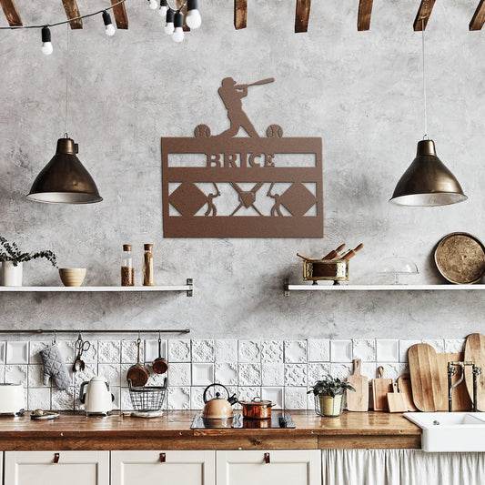 Personalized Baseball Die-Cut Metal Wall Sign