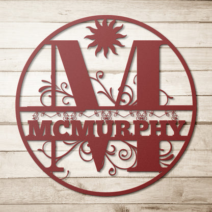 Personalized Decorative Monogram Die-Cut Metal Sign, Wall Decor
