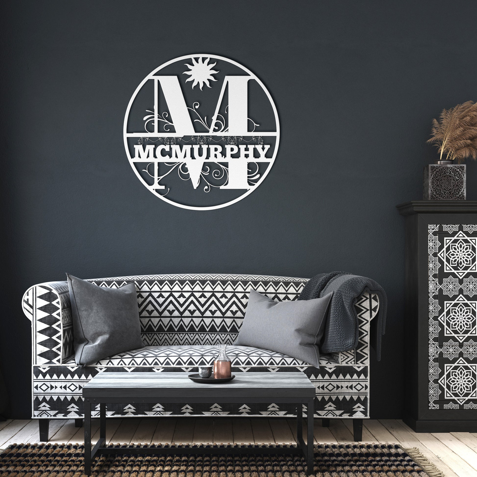 Personalized Decorative Monogram Die-Cut Metal Sign, Wall Decor